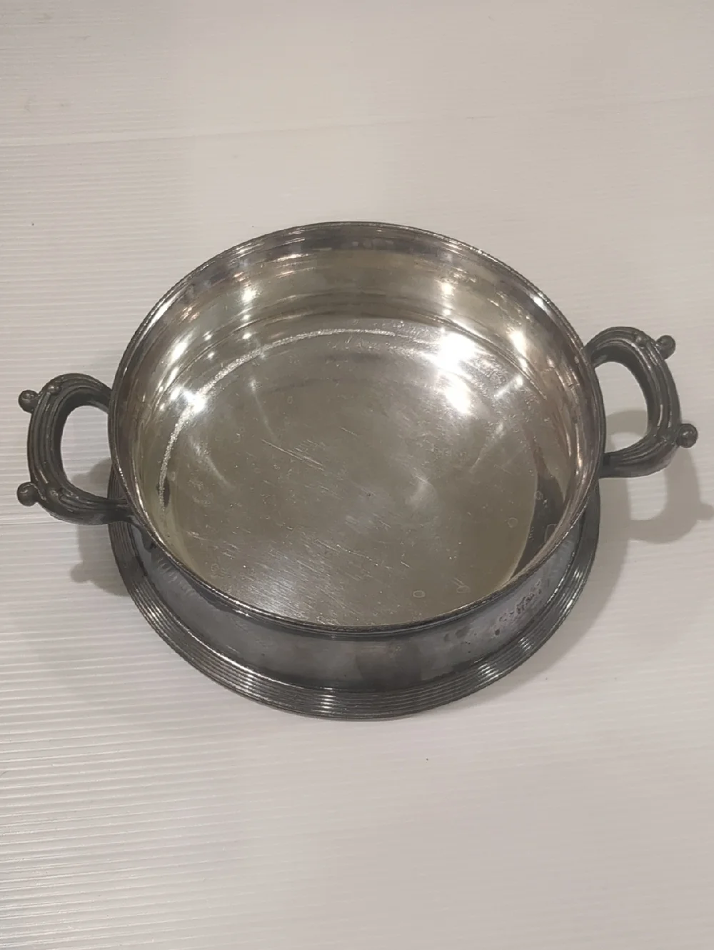 Antique Silver Double-Handled Serving Bowl